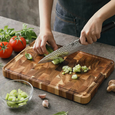 Planche à découper en bois robuste et stable avec propriétés antibactériennes naturelles