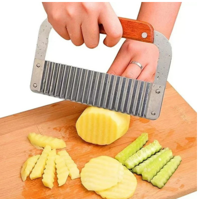 Coupe frite en inox et bois
