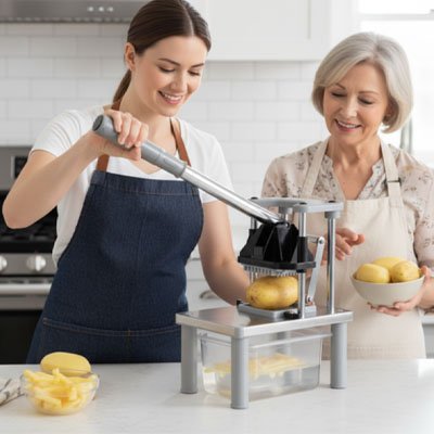 Coupe frite professionnelle en acier inoxydable avec lames tranchantes 