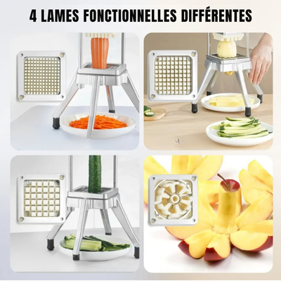 Coupe frites avec 4  lames et un couteau à 6 quartiers