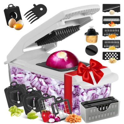 Coupe legume manuel multifonctions 18 en 1 blanc et noir