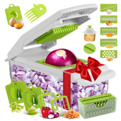 Coupe legume manuel  multifonctions 18 en 1  blanc et vert