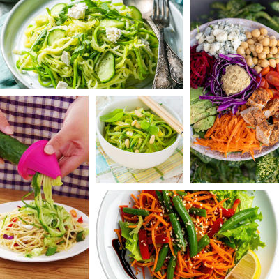 Coupe légumes en spirales avec des préparations variées