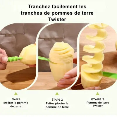 Guide d'utilisation du coupe légumes spirales pour créer des brochettes de pommes de terre