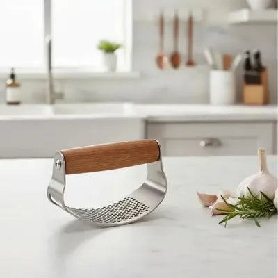 Presse a ail en inox et bois