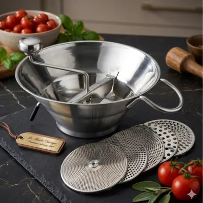 Presse-purée Manuel Inox avec 5 disques Interchangeables
