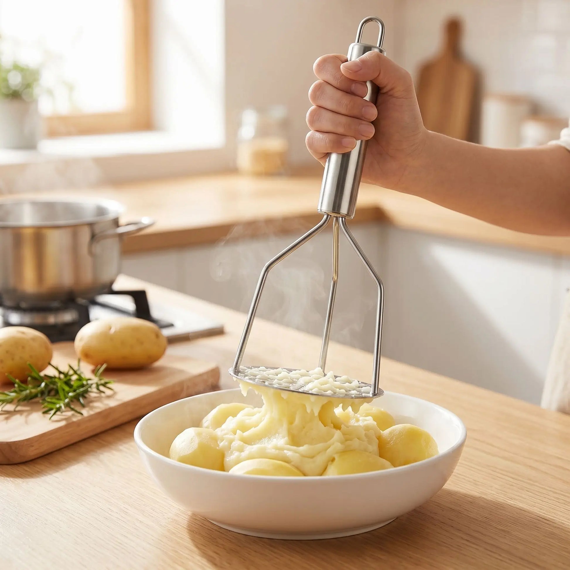 Presse-purée manuel inox confortable