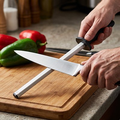 Aiguiseur de couteau Forme allongée en acier
