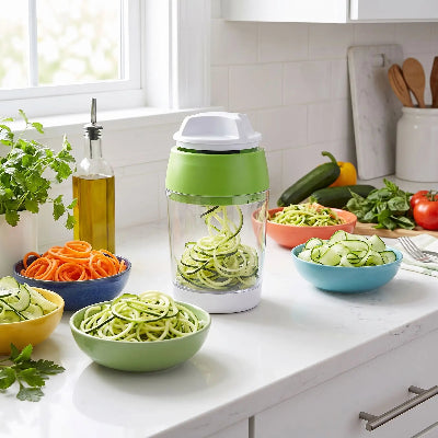 coupe spirale légumes vert et blanc
